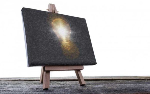Painting of light bulb on canvas