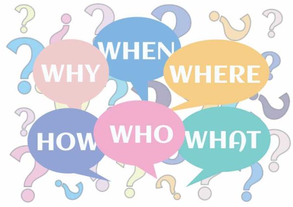 Questions in speech bubbles